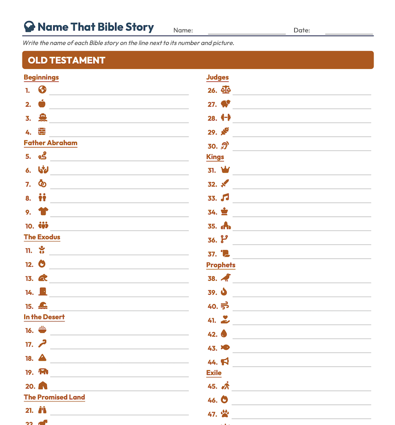 Name That Bible Story Worksheet Example