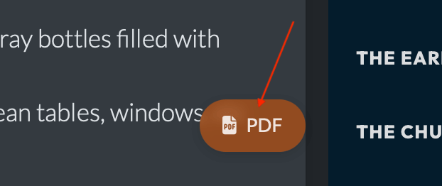 PDF floating button in the bottom-right corner
