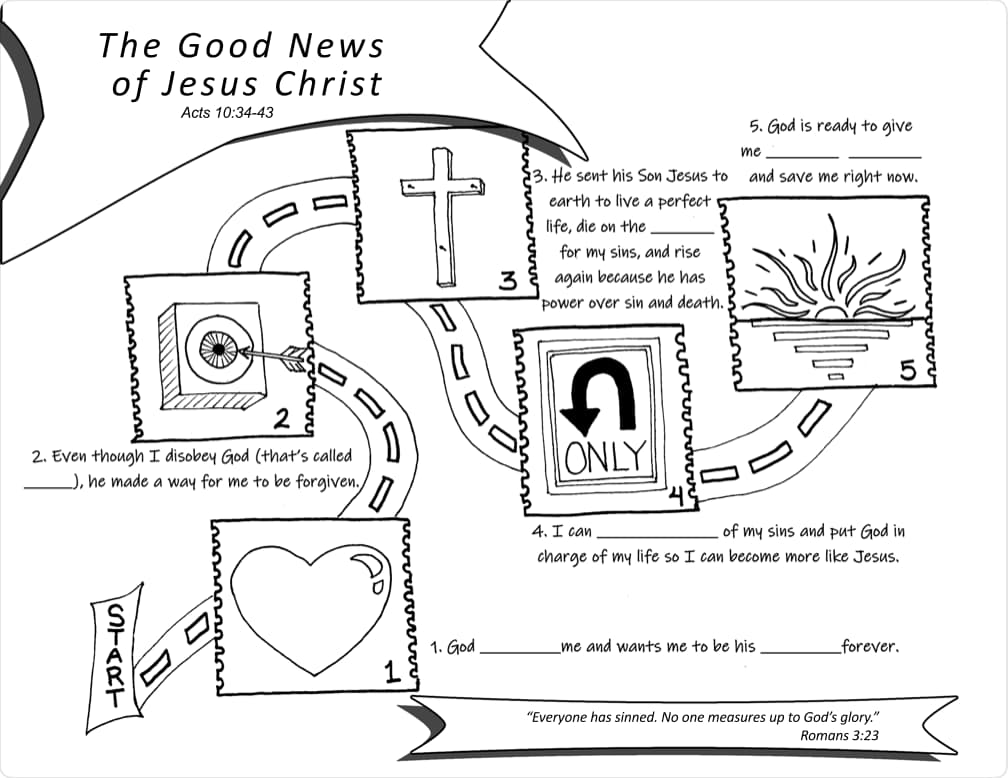 The Good News of Jesus Christ Coloring Sheet